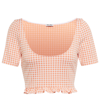Miu Miu Checked Crop Top In Arancio