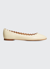 Chloé Lauren Scalloped-edge Leather Ballet Flats In Cloudy Cream