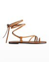 A.emery Beau Flat Ankle-wrap Sandals In Deep Tan