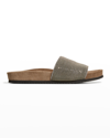 Brunello Cucinelli Precious Suede Slides In Rutenio