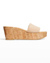Stuart Weitzman Summer Suede Wedge Sandals In Adobe