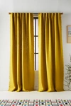 Anthropologie Luxe Linen Blend Curtain By  In Green Size 50x84