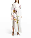ADAM LIPPES FLORAL-PRINT VOILE STAND-COLLAR MAXI SHIRTDRESS