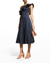 Veronica Beard Beilla One-shoulder Dress In Navy