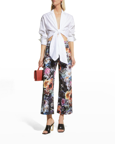 Adam Lippes Front-tie Cropped Shirt In Floral