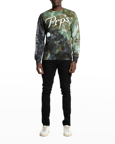 Prps Utopia Long Sleeve Cotton Blend Crewneck Sweatshirt In Multi Color Tie D