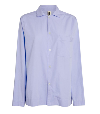 Tekla Cotton Pyjama Shirt In Shirt Blue