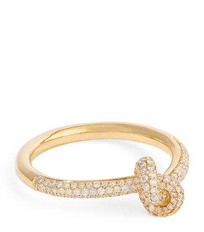 Engelbert Yellow Gold And Diamond Absolutely Slim Knot Ring