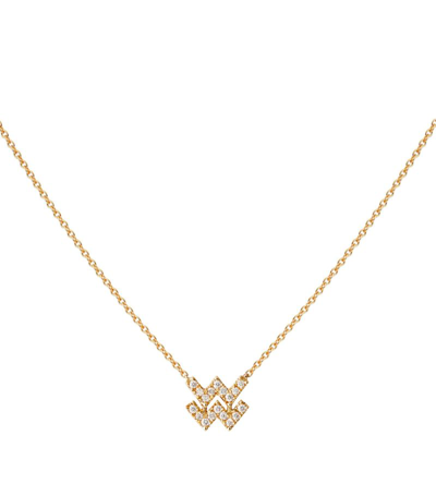 Engelbert Yellow Gold And Diamond Zodiac Aquarius Necklace