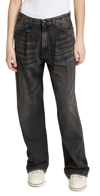 R13 Damon Pleated High Waist Wide Leg Jeans In Ellery Black