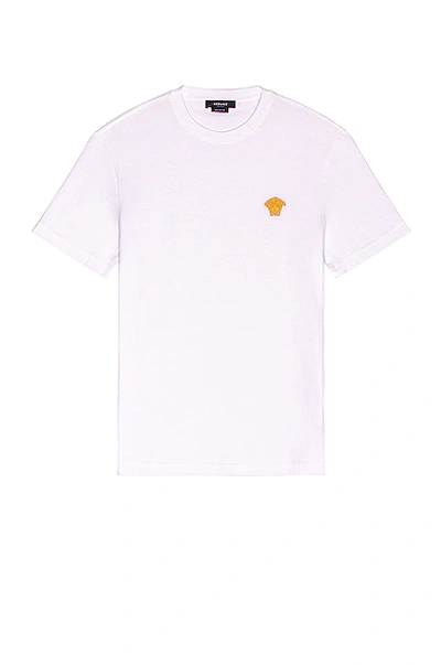 Versace Medusa Head-embroidered Cotton-jersey T-shirt In White