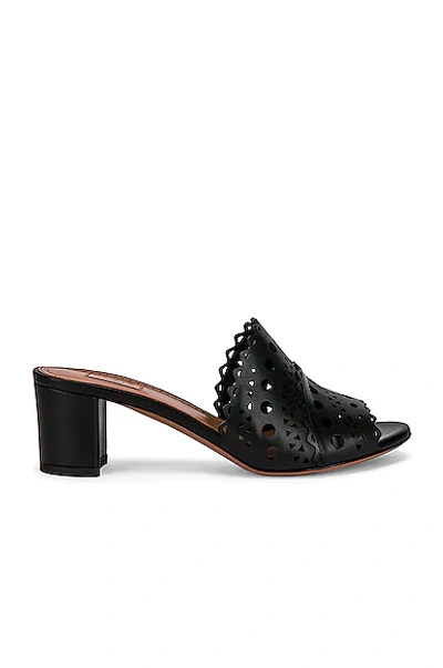 Alaïa Vienne Perforated Calfskin Mule Sandals In Black