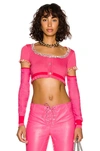 Stella Mccartney Pink Tight Mix Cropped Cardigan In Neon Pink