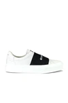 Givenchy Logo-embroidered Slip-on Leather Sneakers In White Black