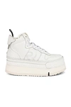 R13 High Top Platform Sneaker In White Leather