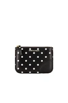 Comme Des Garçons Dots Printed Leather Zip Wallet In Black