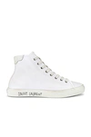 Saint Laurent White Canvas Malibu Mid-top Sneakers In Blanc Optique