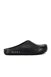 Marni Textured-leather Clog Slippers In Black