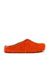 Marni Calf-hair Cushioned Slippers In Orange