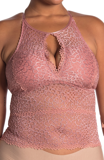 Just One Lace Halter Crop Bralette In Mauve