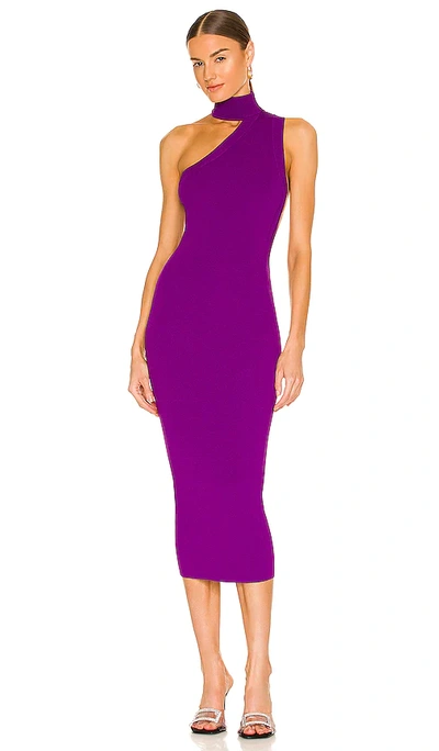 Solace London Aria One-shoulder Midi Dress In Purple