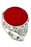 SAMUEL B. STERLING SILVER ROUND CORAL RING
