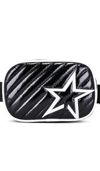 Perfect Moment Star Faux Patent Bum Bag In Black Hp Foil