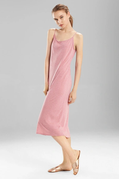 Natori Shangri-la Lightweight Ultra-soft Tank Top Dress Nightgown Pajamas In Heather Dark Radish