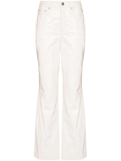 Remain Birger Christensen Lynn Leather Straight-leg Trousers In Weiss