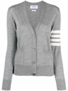 Thom Browne Grey 4-bar Stripe Knit Cardigan In Grau