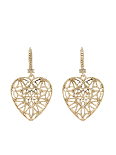 Marchesa Notte Rhodium Heart Earrings In Gold