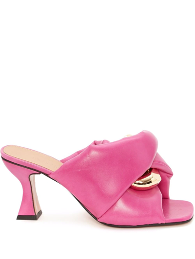 Jw Anderson Chain Twist Faux Leather Mules In Fuchsia