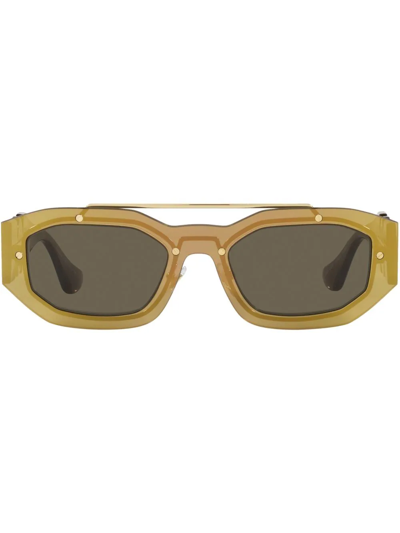 Versace 长方形框太阳眼镜 In Braun