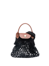 Longchamp `le Pliage Filet` Extra Small Mesh Bag In Schwarz