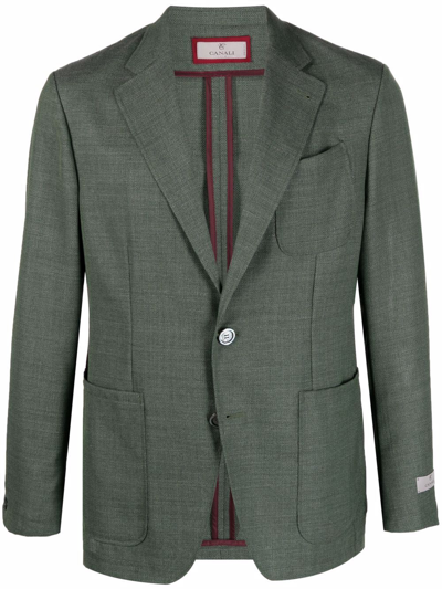 Canali Single-breasted Fitted Blazer In Grün