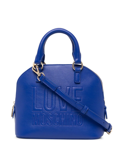Love Moschino Embossed Logo Crossbody Bag In Blau