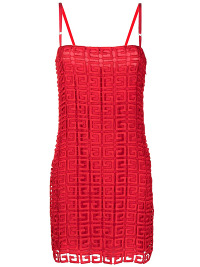 Givenchy 4g Embroidered Mini Shift Dress In Red