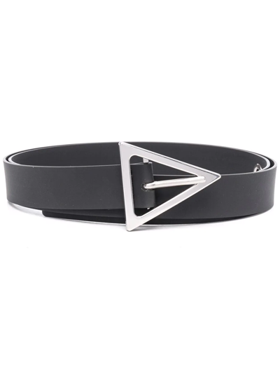 Bottega Veneta 25mm Triangle Buckle Leather Belt In Black,silver