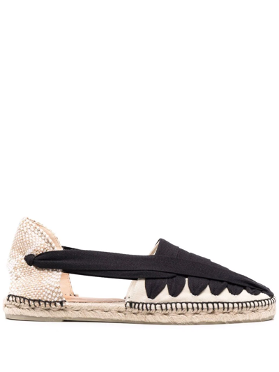 Castaã±er Norman Ribbon-woven Canvas Espadrilles In Black Ivory