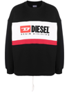 Diesel Cotton Sweatshirt With Frontal Embroidery - Atterley In Black