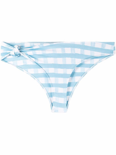 Jacquemus Le Bas Vichy Knotted Gingham Mid-rise Bikini Briefs In Orange,blue