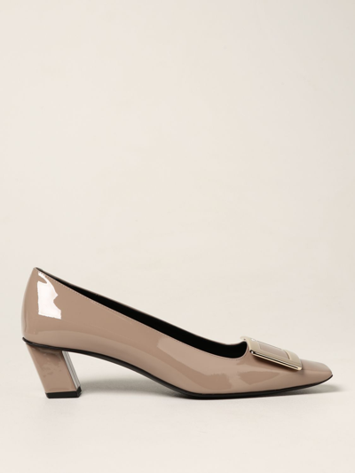 Roger Vivier Belle Vivier Trompette Patent Leather Pumps In Dove Grey