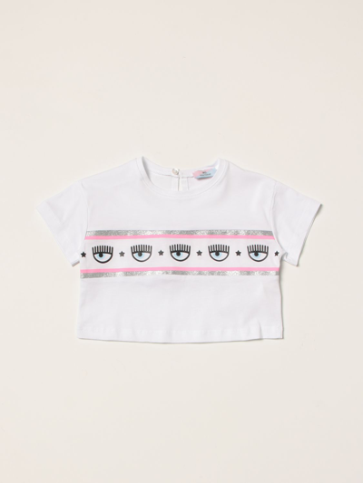 Chiara Ferragni Kids' Cropped T-shirt In White