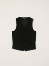 Emporio Armani Satin-trim Single-breasted Waistcoat In Black