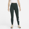 Nike Sportswear Essential Women's High-waisted Logo Leggings In Pro Green,white