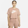 Nike Sportswear Essential Women's Cropped Logo T-shirt In Rose Whisper,white