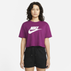 Nike Sportswear Essential Women's Cropped Logo T-shirt In Sangria,white