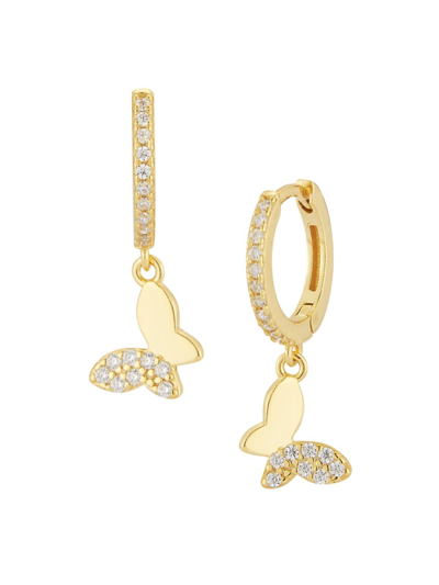 Chloe & Madison Women's 14k Yellow Gold Vermeil & Cubic Zirconia Butterfly Huggies Earrings