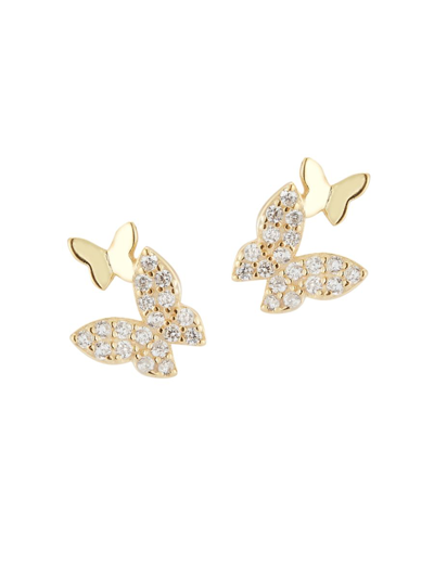Chloe & Madison Women's Gold Vermeil & Cubic Zirconia Butterfly Stud Earrings