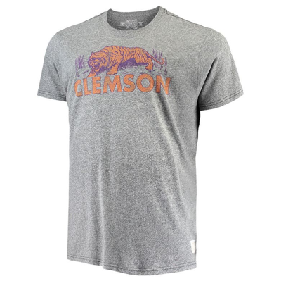 Retro Brand Men's Original  Grey Clemson Tigers Big And Tall Tri-blend T-shirt